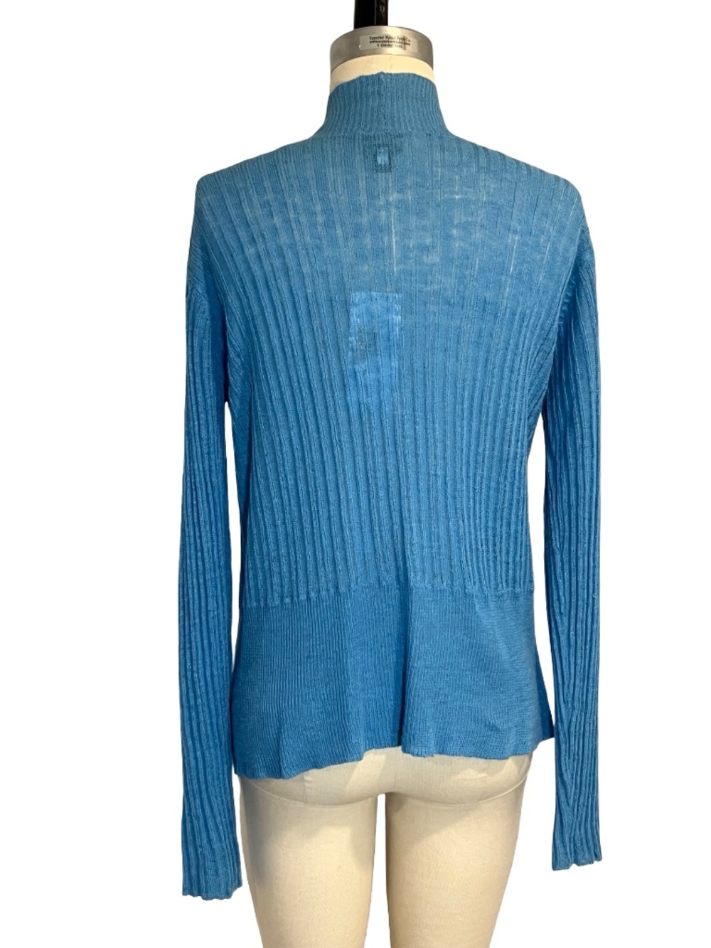 NWT EILEEN FISHER  Blue Linen Open Front Cardigan Ltwt Sweater MED MSRP $158 - Picture 4 of 10